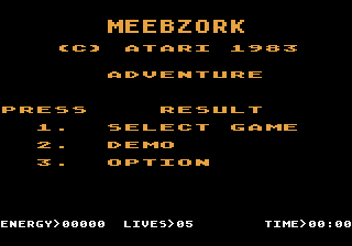 Meebzork title screen