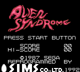 Alien Syndrome title screen