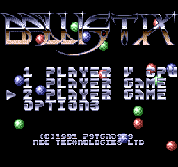 Ballistix title screen
