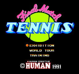 Final Match Tennis title screen