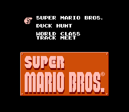 Super Mario Bros. + Duck Hunt + World Class Track Meet title screen